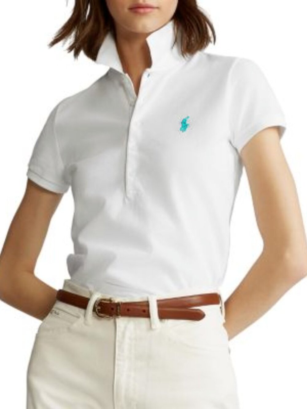 NWT Polo Ralph Lauren Women's Skinny Fit Polo Shirt White Large L
